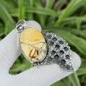 Handmade Brecciated Mookaite 925 Sterling Silver Pendant