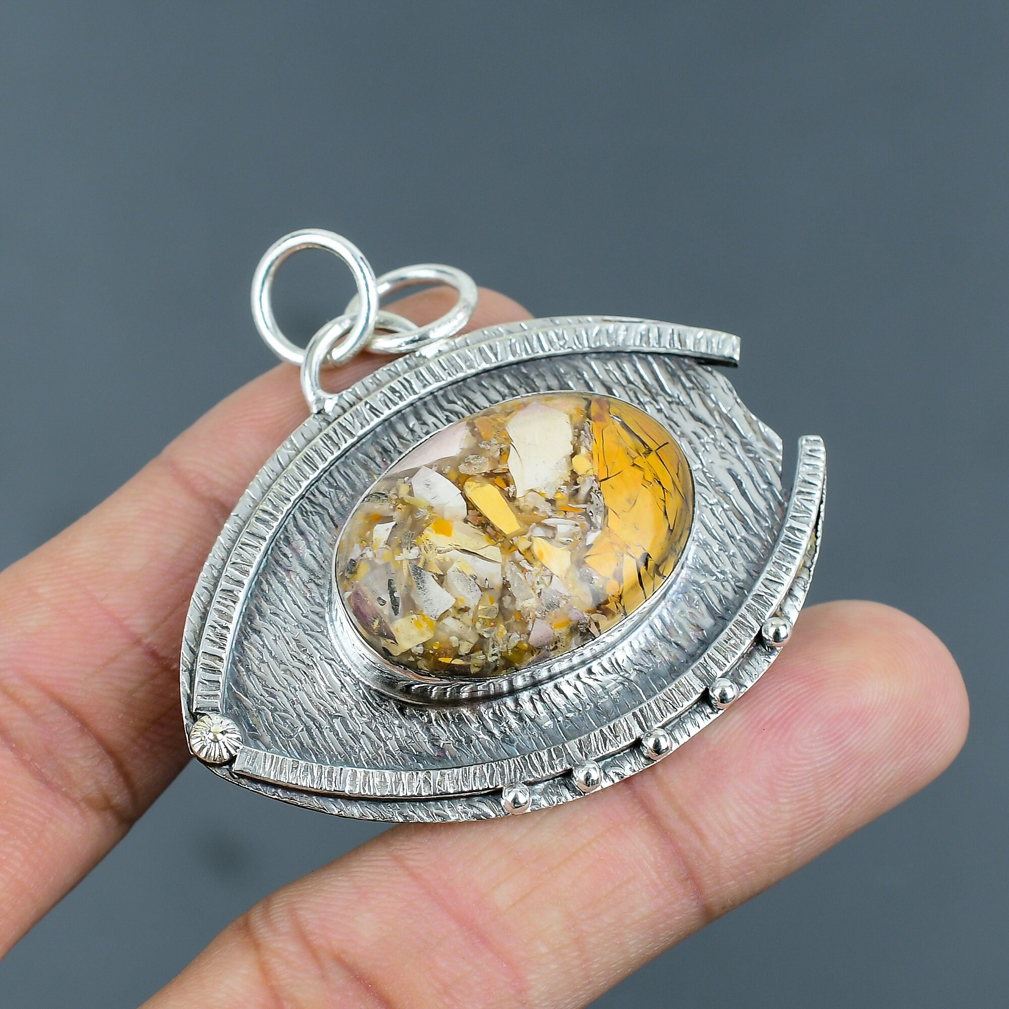 Handmade Brecciated Mookaite 925 Sterling Silver Pendant Handmade Brecciated Mookaite 925 Sterling Silver Pendant