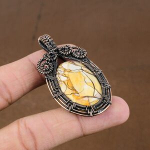 Handmade Copper Wire Wrapped Brecciated Mookaite Pendant