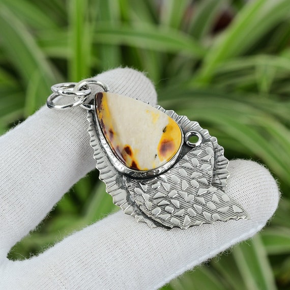 Handmade Pear Mookaite Pendant: 925 Sterling Silver Boho Hippie Jewelry