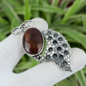 Red Mookaite 925 Sterling Silver Pendant: Handmade Gemstone Jewelry