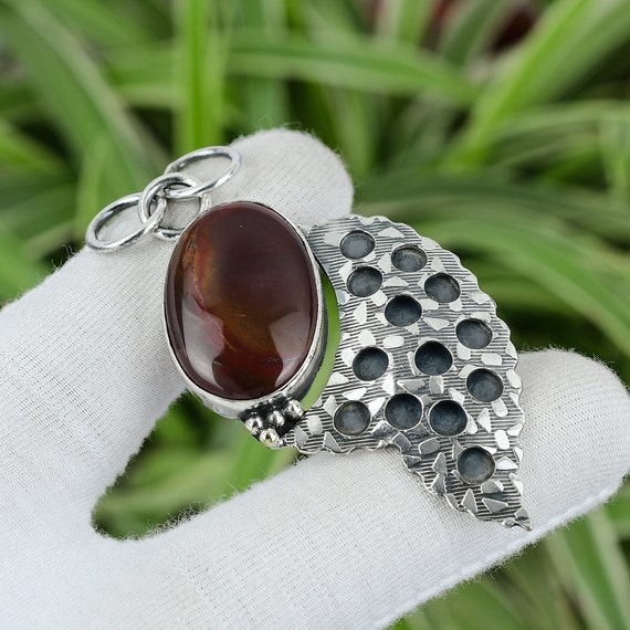 Red Mookaite 925 Sterling Silver Pendant: Handmade Gemstone Jewelry Red Mookaite 925 Sterling Silver Pendant: Handmade Gemstone Jewelry
