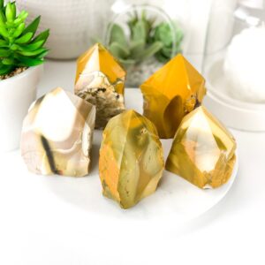 Yellow Mookaite Crystal Tower: Jasper Point For Grounding And Healing