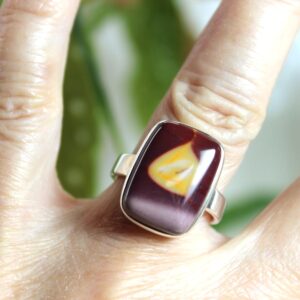 Mookaite Jasper 925 Silver Ring: Natural Stone, Unisex Size 7-7.5