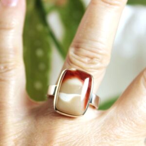 Mookaite Jasper 925 Silver Ring: Natural Stone, Unisex Size 9-9.5 Mookaite Jasper 925 Silver Ring: Natural Stone, Unisex Size 9-9.5
