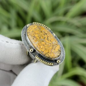 Brecciated Mookaite Ring: Handmade 925 Sterling Silver, Size 7.75
