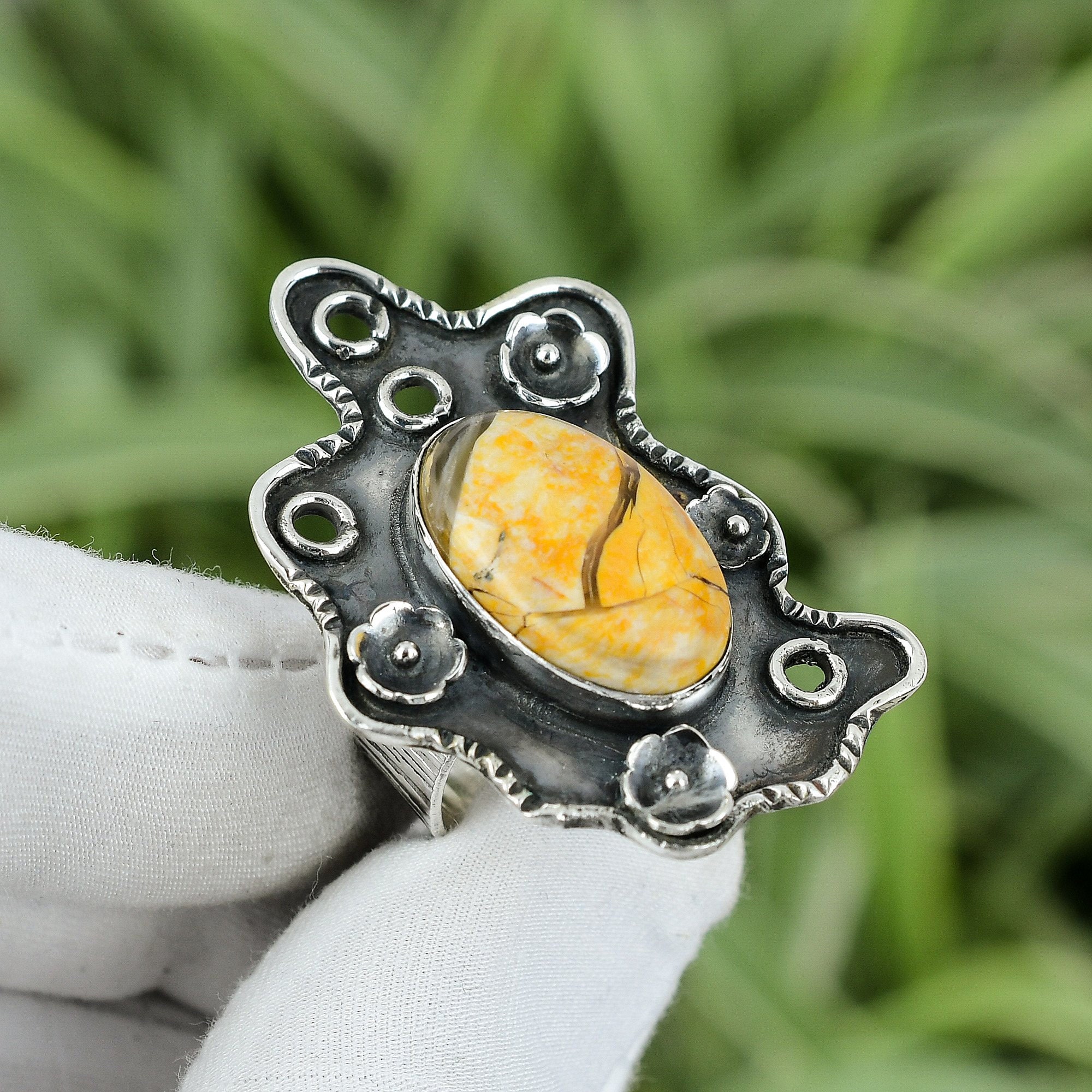 Brecciated Mookaite Ring: Handmade 925 Sterling Silver, Size 8