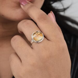 Brecciated Mookaite Ring, Round Gemstone, Anxiety Ring, Bezel Set, Can Be Personalized, 925 Sterling Silver, Gift For Wife, Christmas Sale Brecciated Mookaite Ring, Round Gemstone, Anxiety Ring, Bezel Set, Can Be Personalized, 925 Sterling Silver, Gift For Wife, Christmas Sale