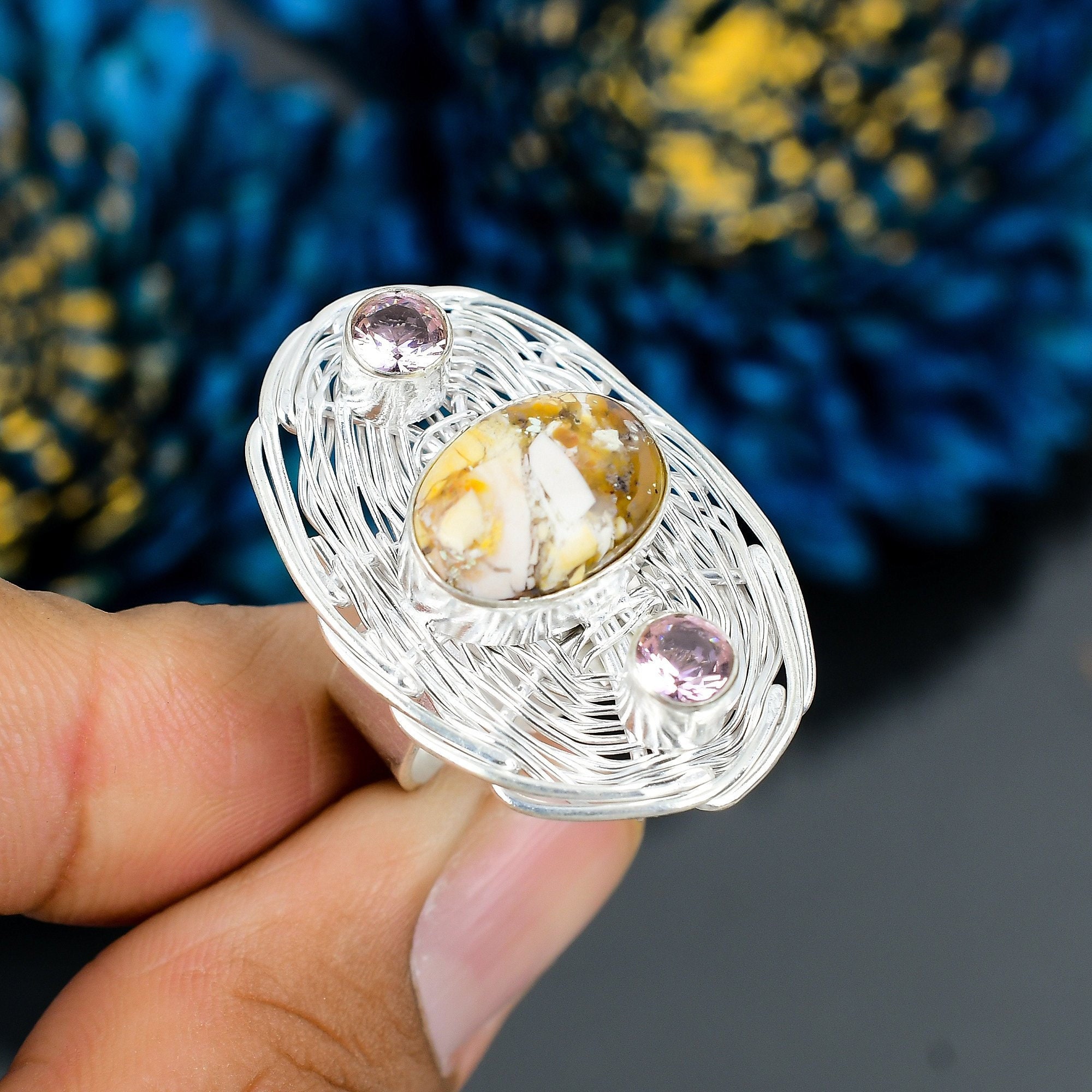 Brecciated Mookaite Ring: Sterling Silver Gemstone Jewelry, Size 7.5 Brecciated Mookaite Ring: Sterling Silver Gemstone Jewelry, Size 7.5