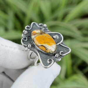 Handmade Brecciated Mookaite Ring: Sterling Silver Ethnic Style (size 9.25) Handmade Brecciated Mookaite Ring: Sterling Silver Ethnic Style (size 9.25)