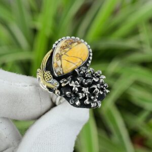 Handmade Brecciated Mookaite Ring: 925 Sterling Silver Adjustable Band Handmade Brecciated Mookaite Ring: 925 Sterling Silver Adjustable Band