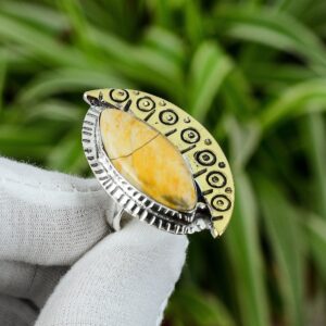 Handmade Brecciated Mookaite Ring: 925 Sterling Silver Adjustable Band Handmade Brecciated Mookaite Ring: 925 Sterling Silver Adjustable Band