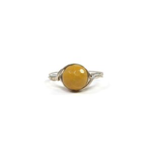 Lg Microfaceted Yellow Mookaite Jasper .999 Fine Silver Wire Wrapped Stone Ring Lg Microfaceted Yellow Mookaite Jasper .999 Fine Silver Wire Wrapped Stone Ring
