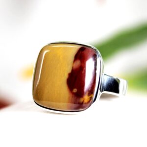 Mookaite Jasper Ring: Square Stone, 925 Sterling Silver, Unisex Size 8.5-9 Mookaite Jasper Ring: Square Stone, 925 Sterling Silver, Unisex Size 8.5-9