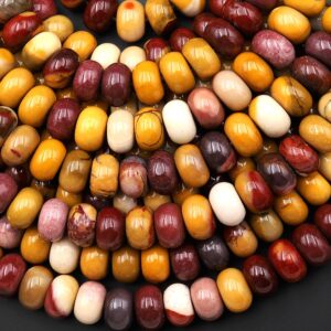 Natural Australian Mookaite 8mm Rondelle Beads Sunset Colors Red Yellow Maroon Creamy White 15.5" Strand Natural Australian Mookaite 8mm Rondelle Beads Sunset Colors Red Yellow Maroon Creamy White 15.5" Strand