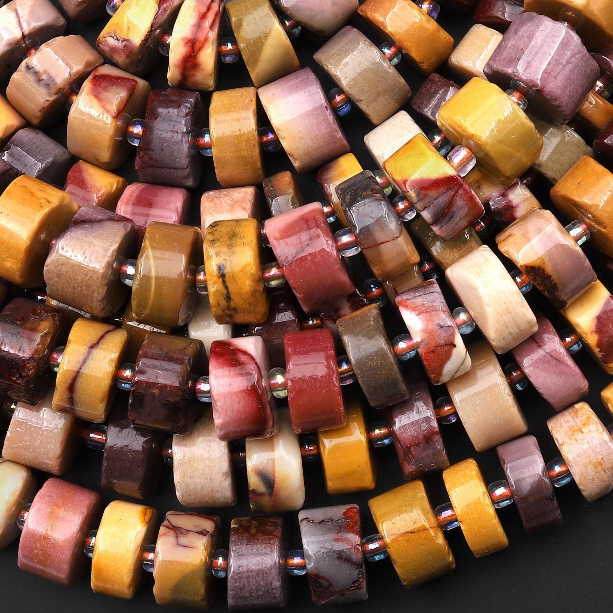 Natural Australian Mookaite Smooth Thick Rondelle Wheel Beads Sunset Colors 15.5" Strand Natural Australian Mookaite Smooth Thick Rondelle Wheel Beads Sunset Colors 15.5" Strand