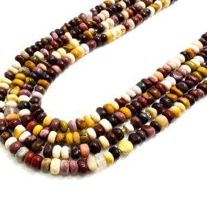 Natural Mookaite Gemstone Beads: Polished Rondelle Pebble, 2mm X 4mm - Rd39