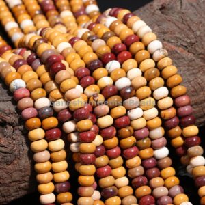 Natural Mookaite Jasper Smooth Rondelle Gemstone Beads, Willpower & Dedication Beads, 8mm Jasper Beads For Making Jewelry - March Birthstone