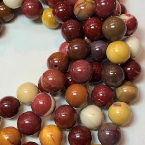12mm round Moukaite Gemstone Beads. 15" strand of high quality beads, roughly 32 beads. Mookaite.