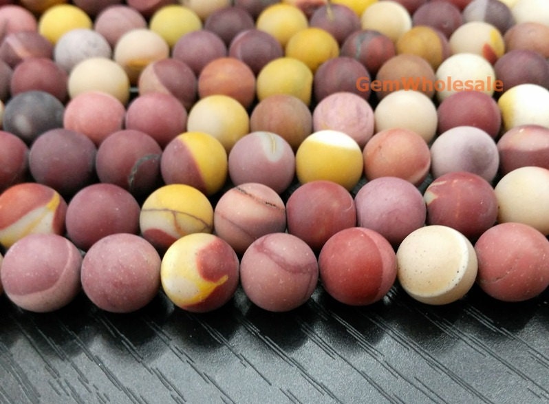 15.5" 8mm/10mm Matte Mookaite Jasper Round Beads, Frosted Moukaite Semi-precious Stone