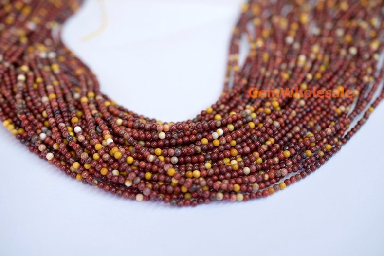 15" Natural Mookaite Jasper 2mm Round Beads, Tiny Mookaite Jasper Round Beads