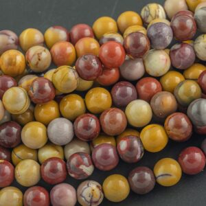 LARGE-HOLE beads!!! 8mm or 10mm Smooth-finished round. 2mm hole. 7-8" strands.  Mookaite Jasper Big Hole Beads