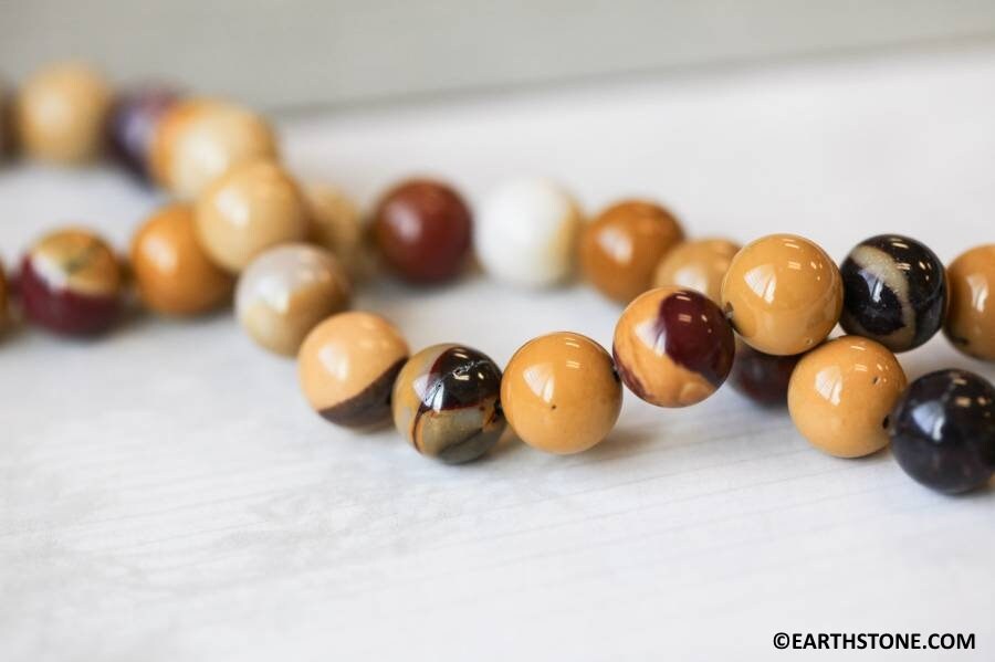 M/ Mookaite 10mm/ 12mm Round Beads 16" Strand Yellow Tone Natural Gemstone Beads For Jewelry Making