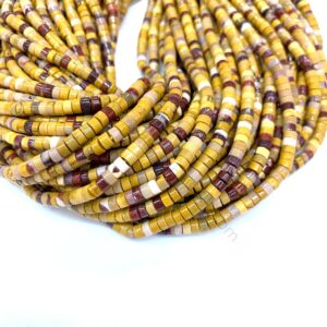 Tiny Mookaite Jasper Heishi Round Beads 3mm 4mm, Red Yellow Cream Gemstone Seed Beads, Small Cylinder Mookaite Spacers, Jasper Tube Beads