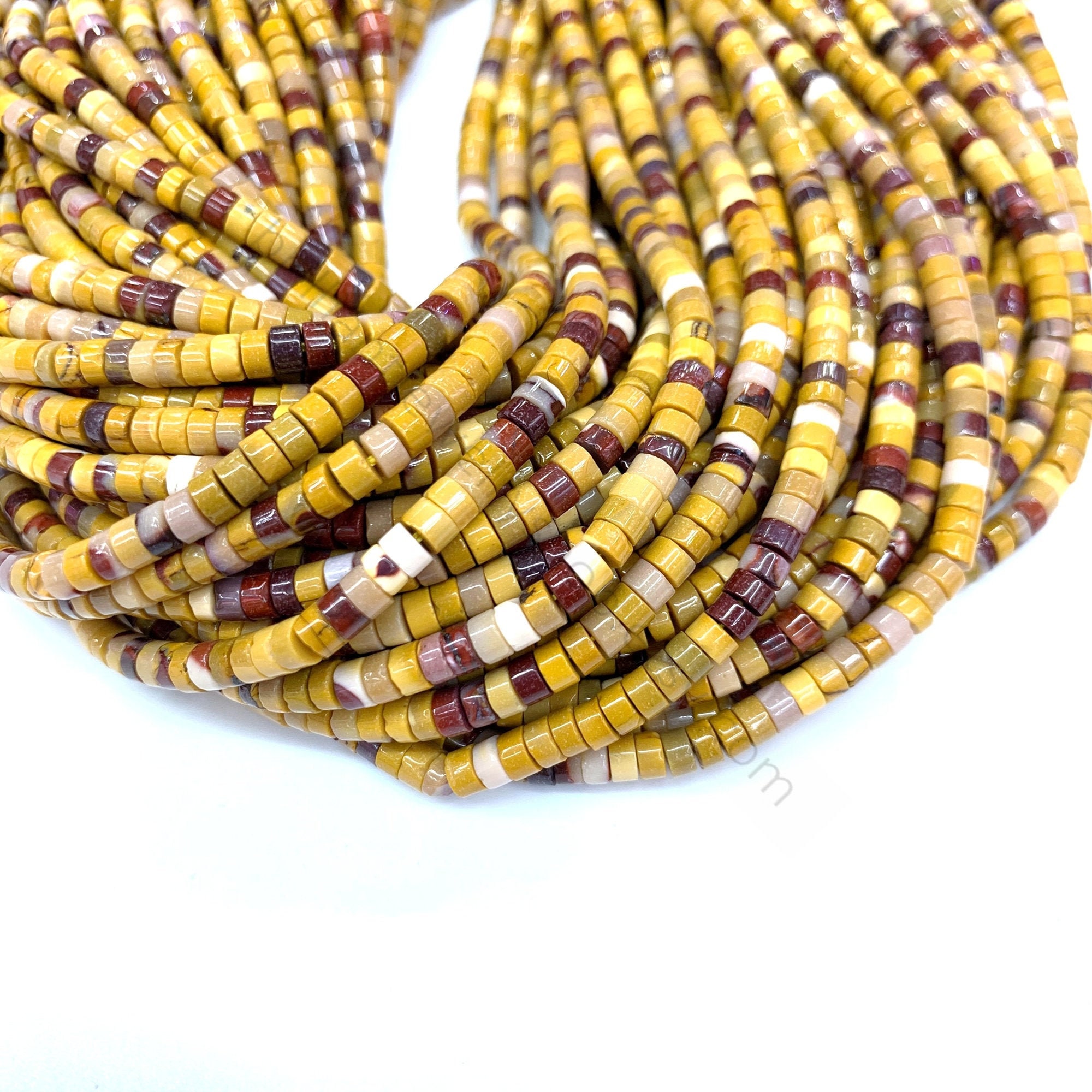 Tiny Mookaite Jasper Heishi Round Beads 3mm 4mm, Red Yellow Cream Gemstone Seed Beads, Small Cylinder Mookaite Spacers, Jasper Tube Beads