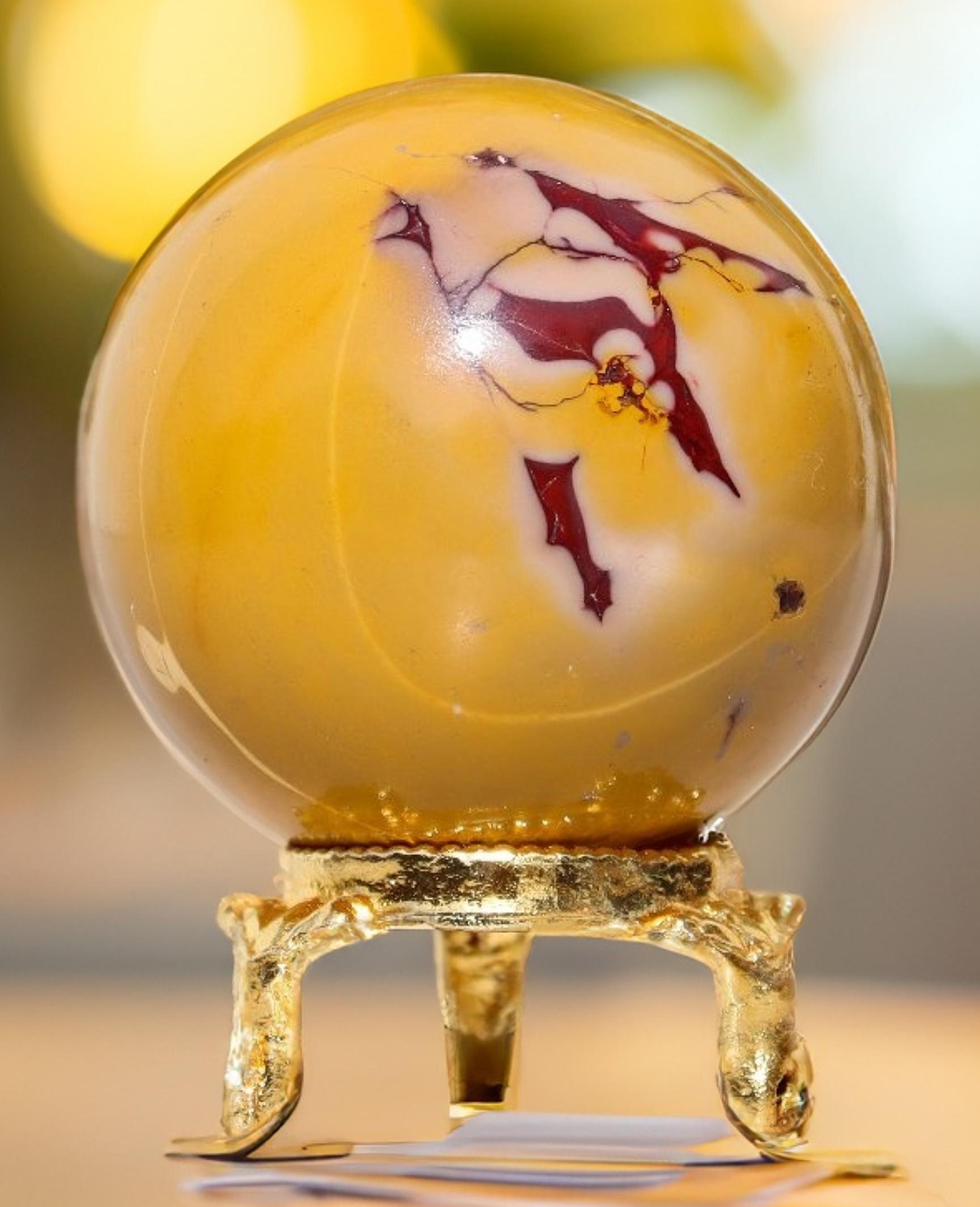 50mm Yellow Mookaite Jasper Sphere: Energy Healing Crystal Decor