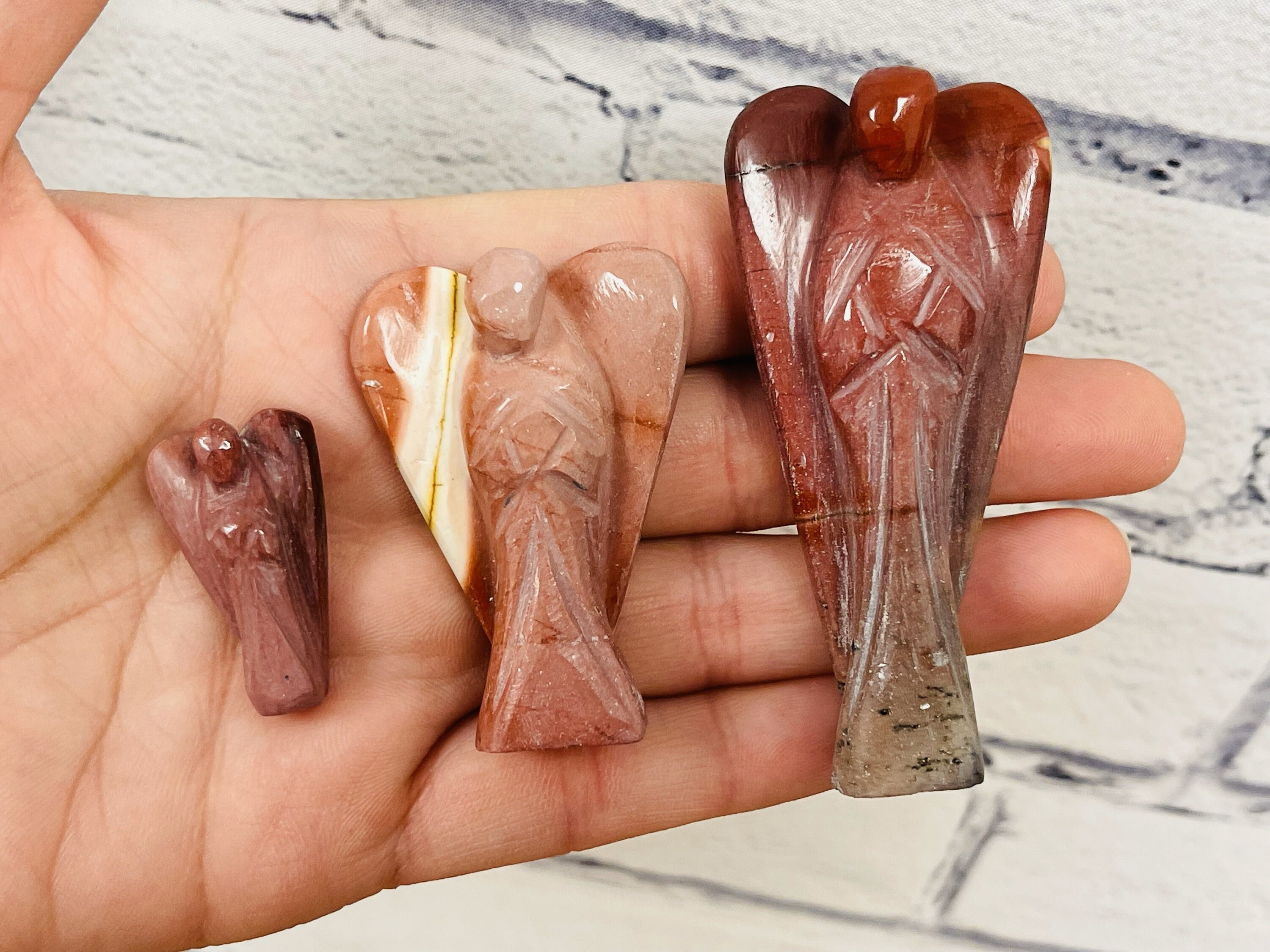 Mookaite Jasper Angel Figurine, Standing Statuette, Angelic Reiki, Healing