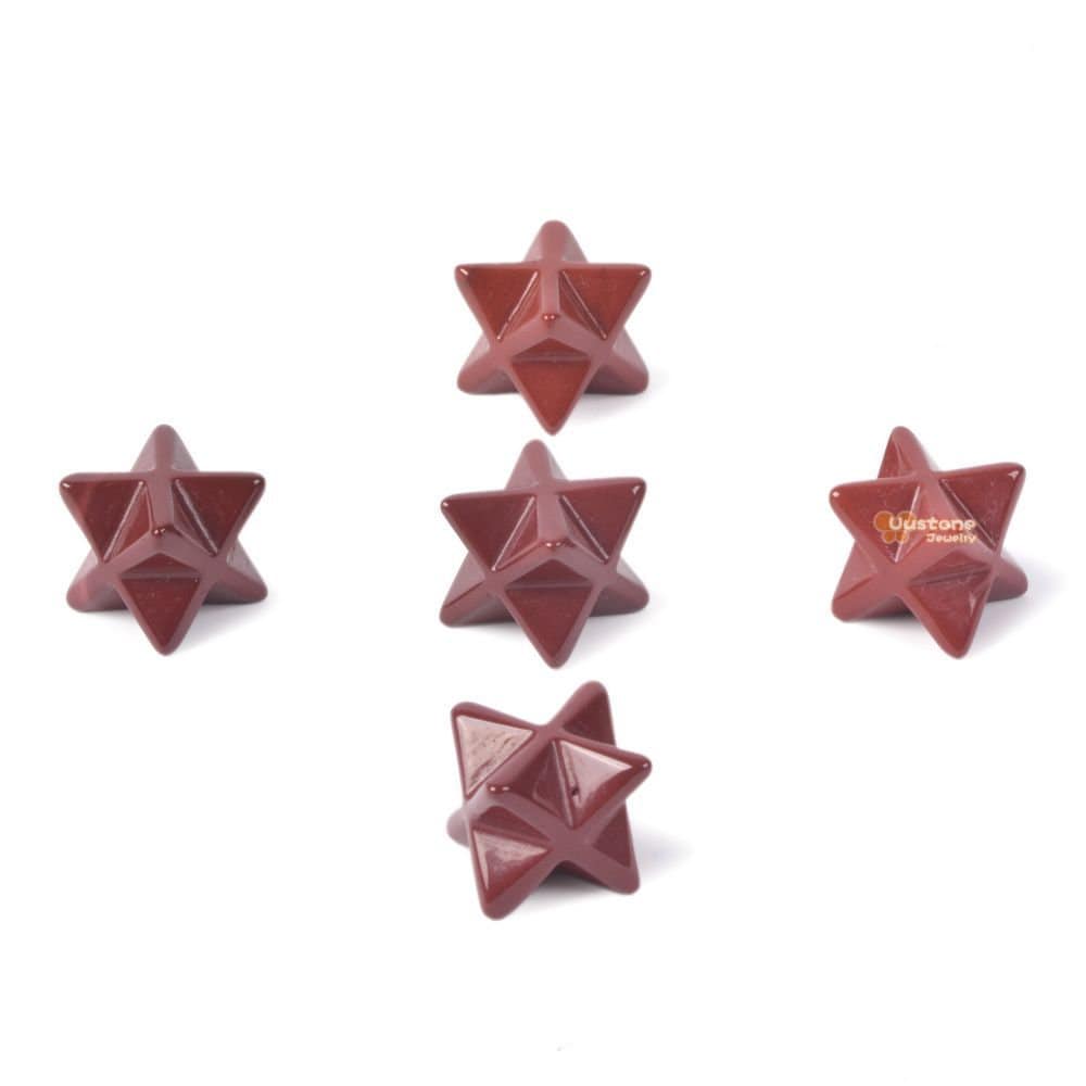 Carved Mookaite Jasper Gemstone Crystal Merkaba Star Energy Healing Sacred Geometry Chakra Stone