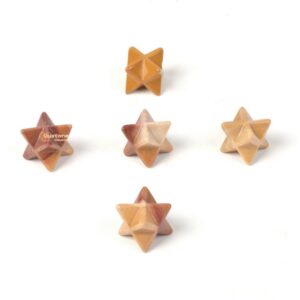 Carved Yellow Mookaite Jasper Gemstone Crystal Merkaba Star Energy Healing Sacred Geometry Chakra Stone