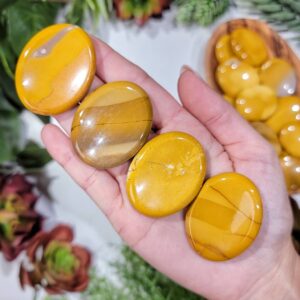 Mookaite Jasper Calming Stone | 38mm | - No. 378 (yellow Pocket Worry Crystal, Sacral Chakra, Motivation)