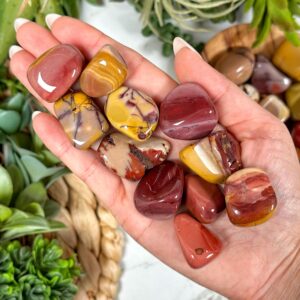 Mookaite Jasper Tumble | S-xl | - No. 422 (polished Red Yellow Crystal Pocket Stone, Sacral Chakra)