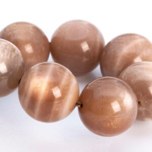 12MM Brown Orange Moonstone Beads Bracelet Grade A Genuine Natural Round Gemstone 7.5" (116363h-1766)