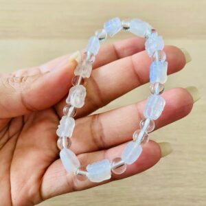 Bunny Moonstone Bracelet: Rabbit Crystal Beaded Jewelry