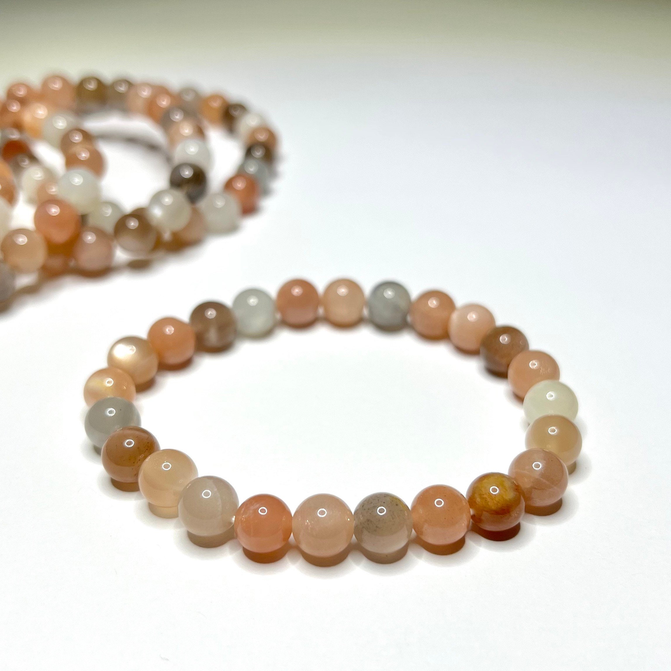 Handmade Multi Moonstone Crystal Bracelet - 6mm, 8mm Options