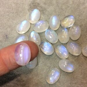 Aaa Moonstone Cabochons: Iridescent Oval Gemstones (lot Of 6) Aaa Moonstone Cabochons: Iridescent Oval Gemstones (lot Of 6)