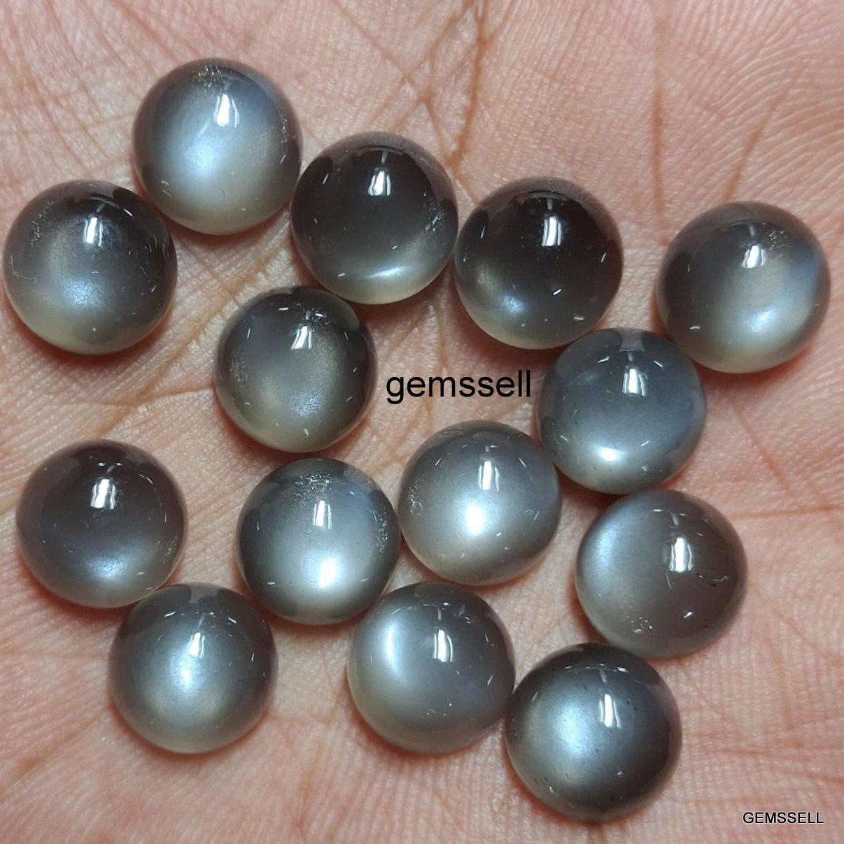 Aaa Gray Moonstone Cabochon: 8-12mm Round Loose Gemstone