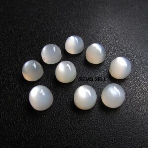 AAA White Moonstone Bullet Cabochon, 8mm Loose Gemstone AAA White Moonstone Bullet Cabochon, 8mm Loose Gemstone