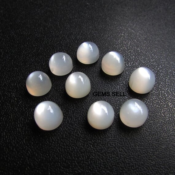 Aaa White Moonstone Bullet Cabochon, 8mm Loose Gemstone