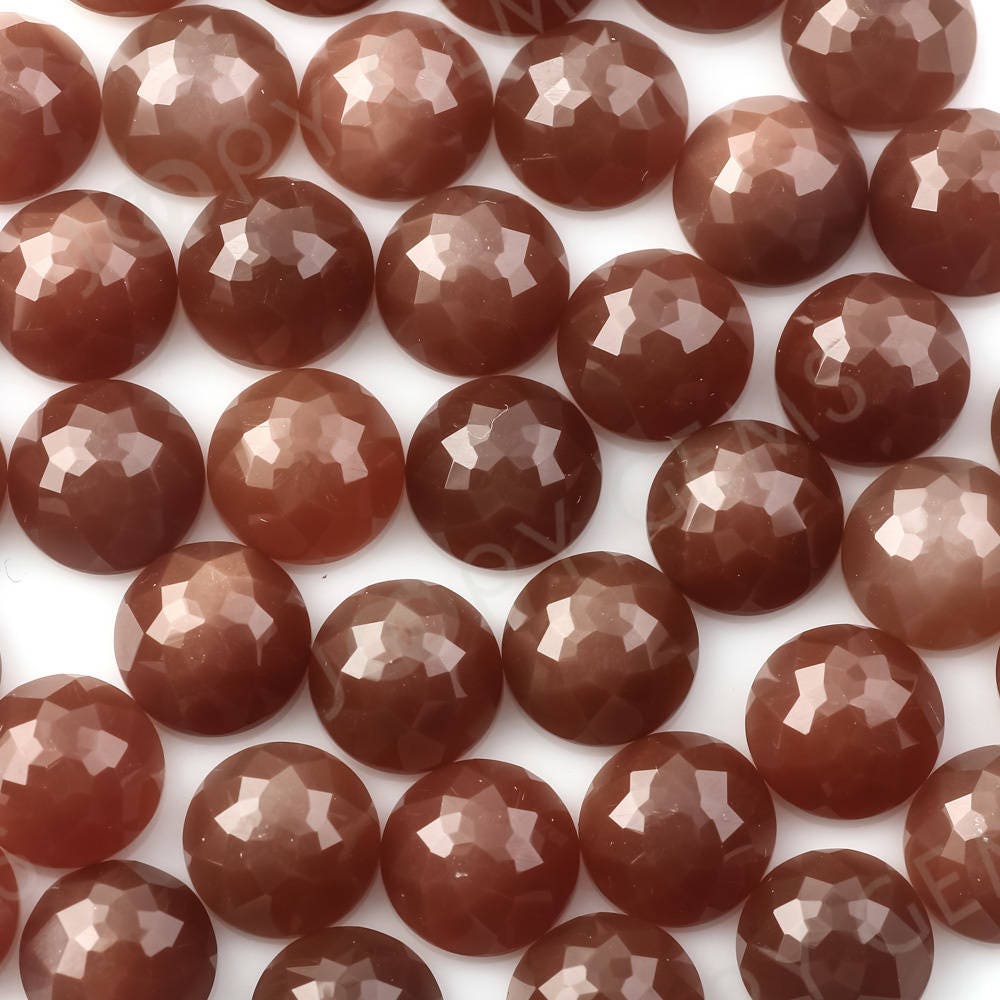 Brown Moonstone Rose Cut Cabochon 8mm Round - Per Stone Brown Moonstone Rose Cut Cabochon 8mm Round - Per Stone