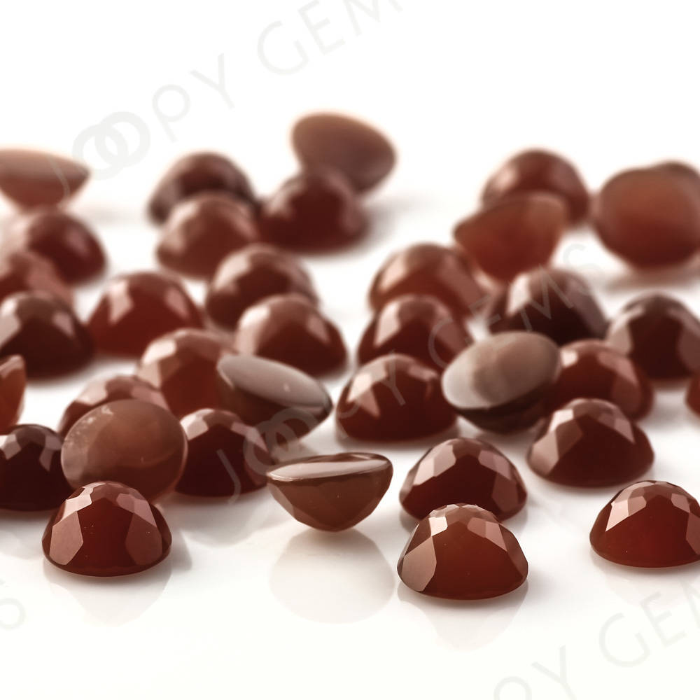 Brown Moonstone Rose Cut Cabochon 6mm Round - Per Stone