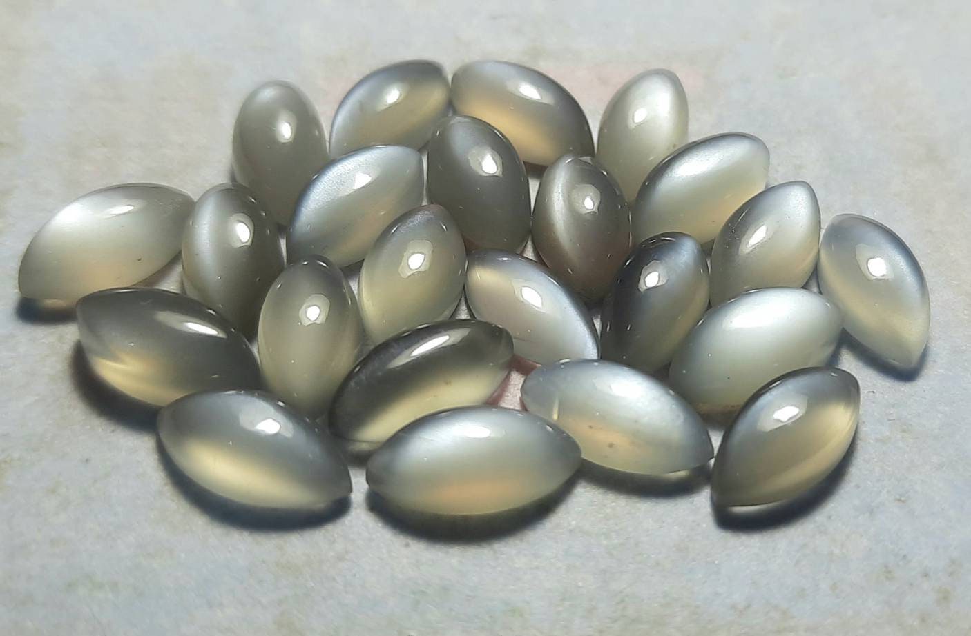 Natural Grey Moonstone Marquise Cabochon: Jewelry Making Gemstone