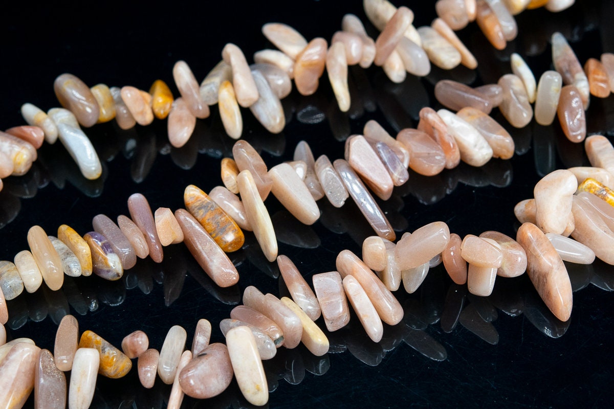12-24x3-5mm Orange Moonstone Beads Stick Pebble Chip Grade A Genuine Natural Gemstone Loose Beads 7.5“ Bulk Lot Options (111256h)