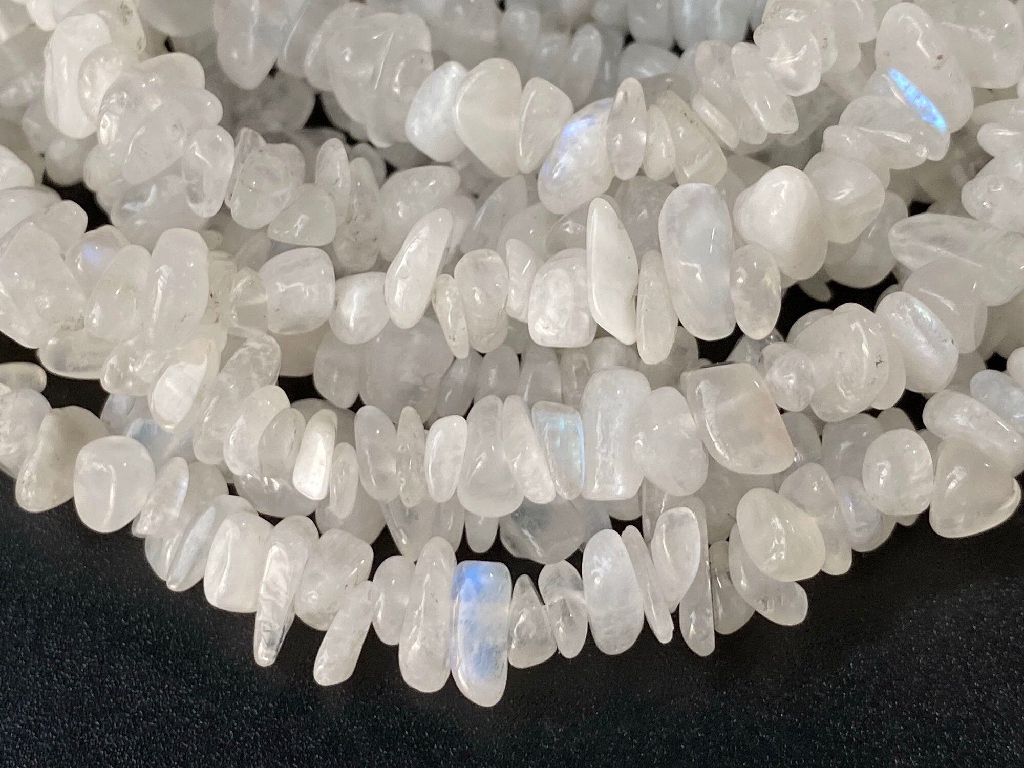 34" Moonstone 5x10mm Chips , Moonstone Small Chips Gemstone, Semi-precious Stone, White Color Small Diy Jewelry Beads, Gemstone Wholesaler