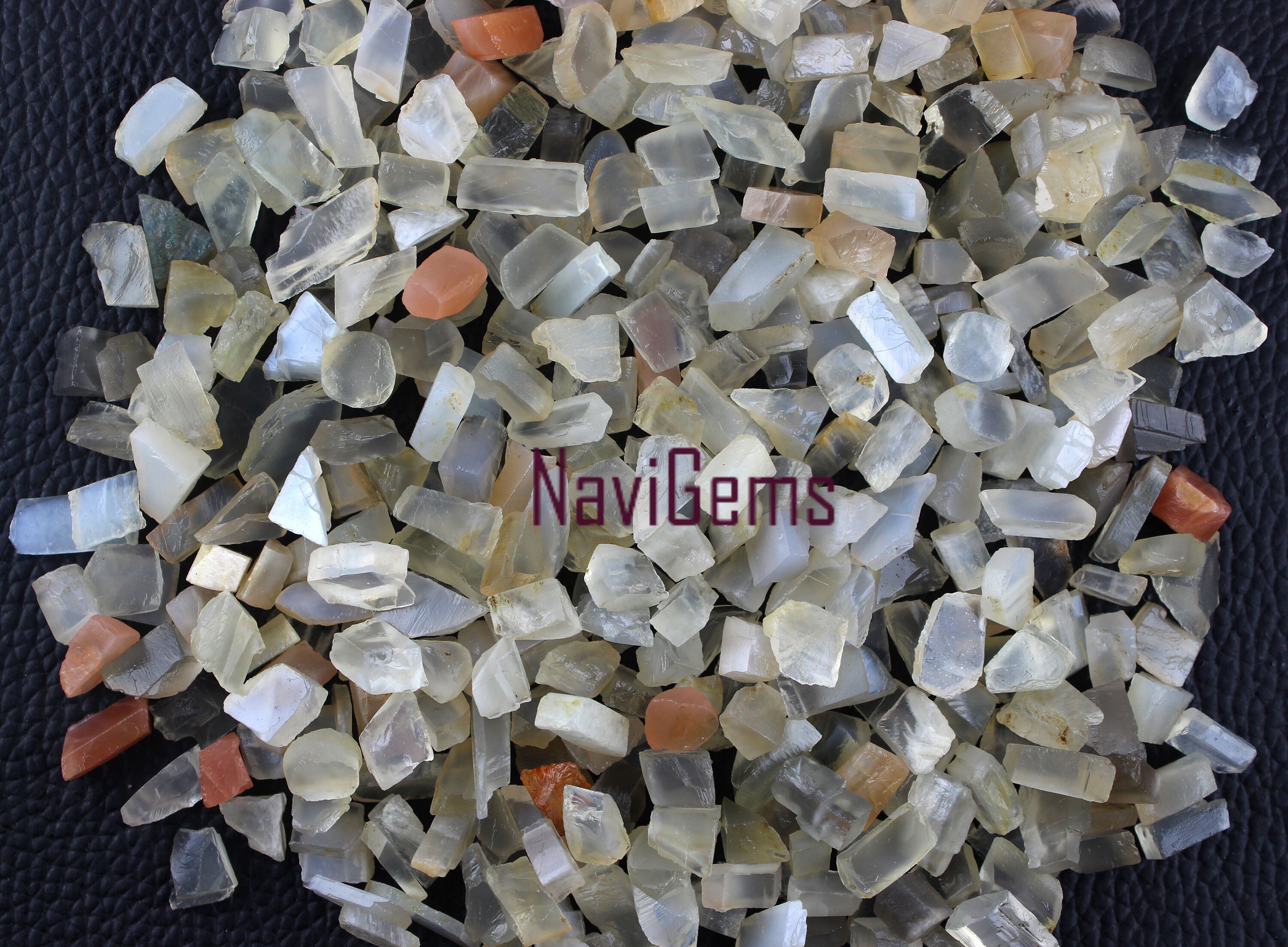 50 Multi Moonstone Rough Gemstones: Natural Undrilled Crystals (7-8mm)