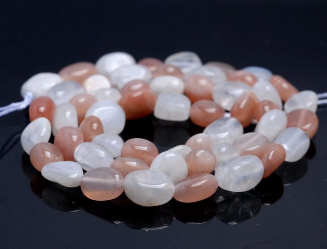 6-7mm Moonstone Gemstone Pebble Nugget Granule Loose Beads 15.5 Inch Full Strand (80001937-a33)