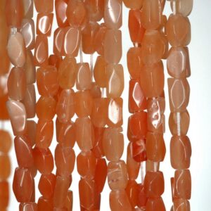 7x4-11x5mm Orange Moonstone Gemstone Faceted Barrel Nugget Loose Beads 14 Inch Full Strand (90185173-897) 7x4-11x5mm Orange Moonstone Gemstone Faceted Barrel Nugget Loose Beads 14 Inch Full Strand (90185173-897)
